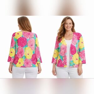 joseph a floral cardigan sweater   beaded boho  lightweight open front m